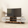 Hanah Home Mueble de TV Nogal y Crema 145x37x37 cm Tablero de partículas melamina 18mm